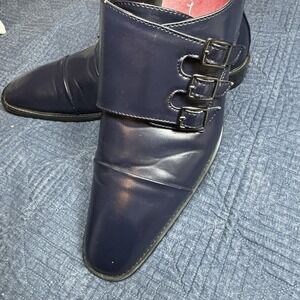 Sio Wesby Navy Blue Double Monk Strap Dress Shoe Size 13